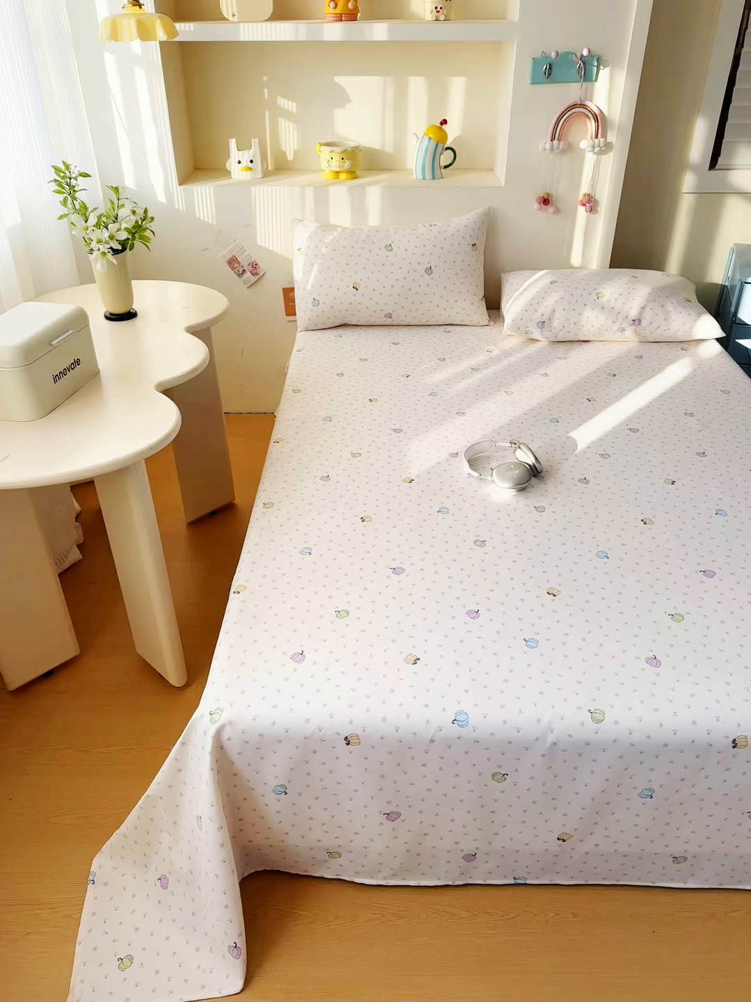 91家纺网 家纺一手货源 找家纺 爱彼家纺 2026新款升级细沙印花老粗布床单单品床单床单单件-细沙系列四 花屿南瓜