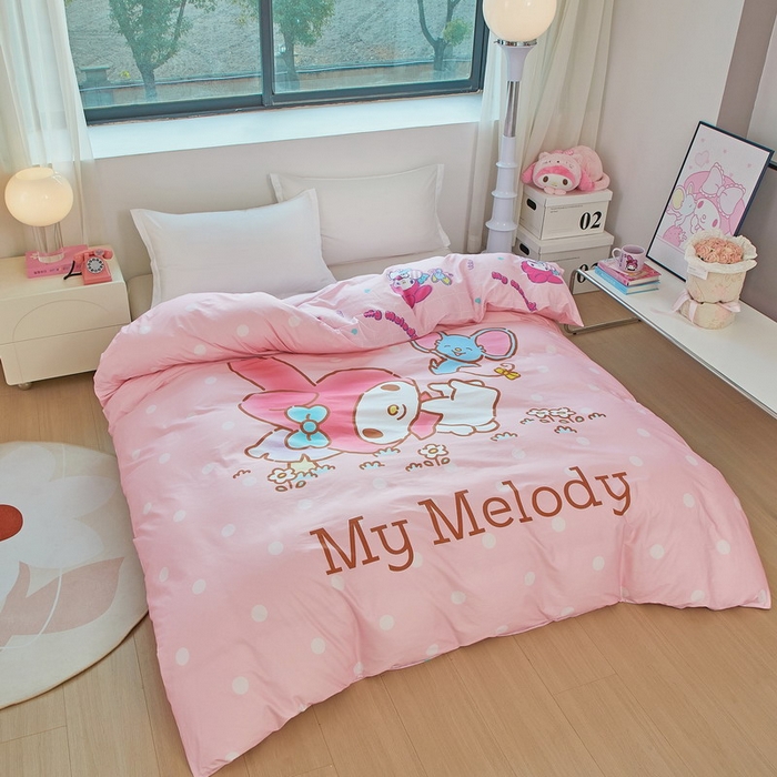 91家纺网 家纺一手货源 找家纺 蘭菲家纺 2026新款全棉三丽欧印花卡通单品被套 轻松美乐蒂