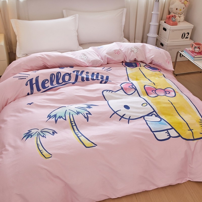 91家纺网 家纺一手货源 找家纺 蘭菲家纺 2026新款全棉三丽欧印花卡通单品被套 夏日快乐