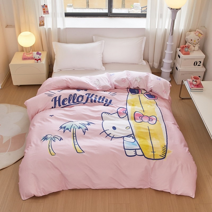 91家纺网 家纺一手货源 找家纺 蘭菲家纺 2026新款全棉三丽欧印花卡通单品被套 夏日快乐