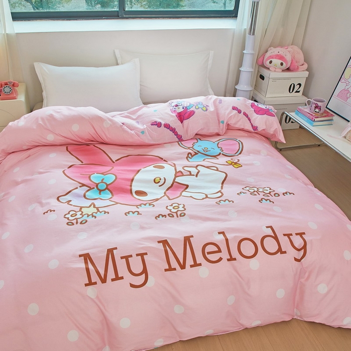 91家纺网 家纺一手货源 找家纺 蘭菲家纺 2026新款全棉三丽欧印花卡通单品被套 轻松美乐蒂