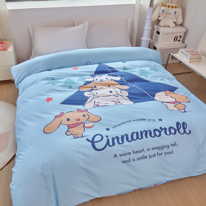 91家纺网 家纺一手货源 找家纺 蘭菲家纺 2026新款全棉三丽欧印花卡通单品被套 露营快乐