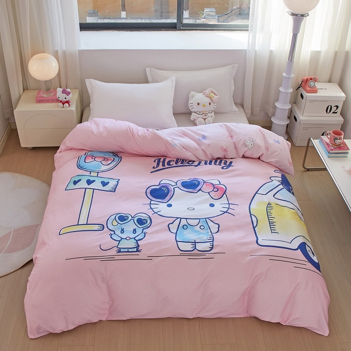 91家纺网 家纺一手货源 找家纺 蘭菲家纺 2026新款全棉三丽欧印花卡通单品被套 车站KT