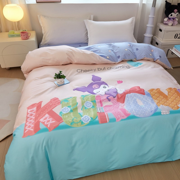 91家纺网 家纺一手货源 找家纺 蘭菲家纺 2026新款全棉三丽欧印花卡通单品被套 快乐小库