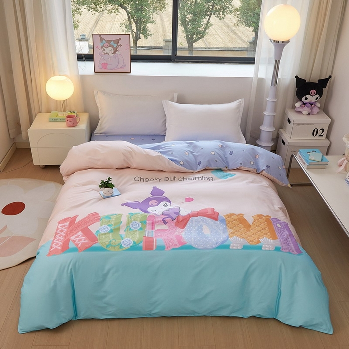 91家纺网 家纺一手货源 找家纺 蘭菲家纺 2026新款全棉三丽欧印花卡通单品被套 快乐小库