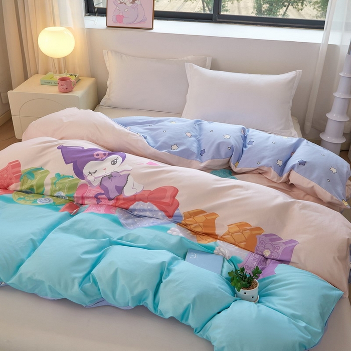 91家纺网 家纺一手货源 找家纺 蘭菲家纺 2026新款全棉三丽欧印花卡通单品被套 快乐小库