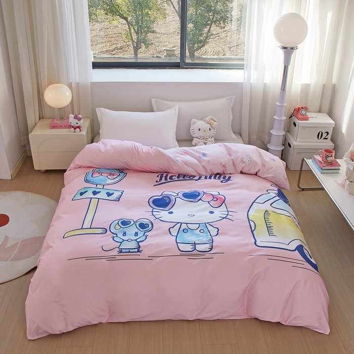 91家纺网 家纺一手货源 找家纺 蘭菲家纺 2026新款全棉三丽欧印花卡通单品被套 车站KT