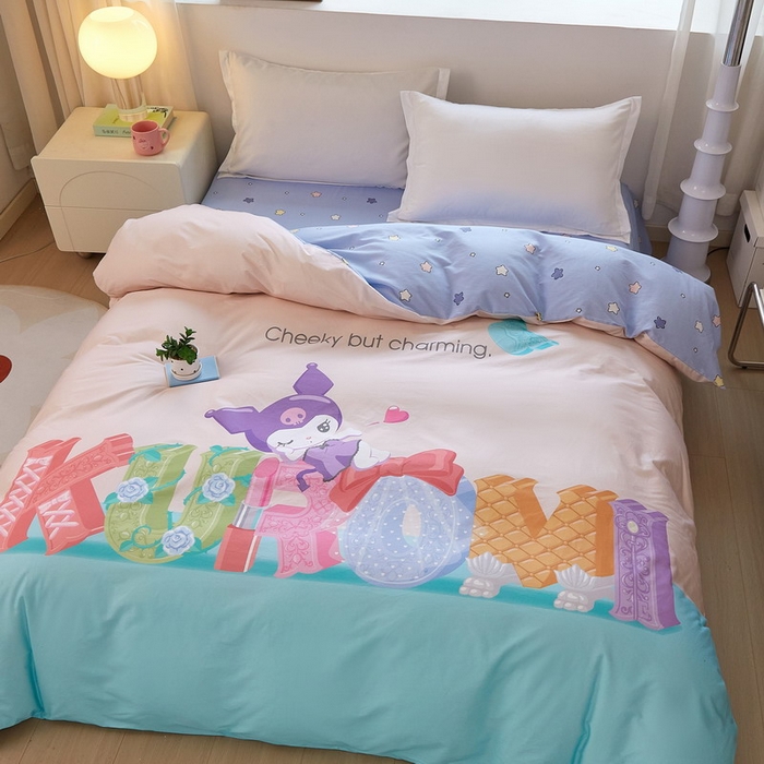 91家纺网 家纺一手货源 找家纺 蘭菲家纺 2026新款全棉三丽欧印花卡通单品被套 快乐小库