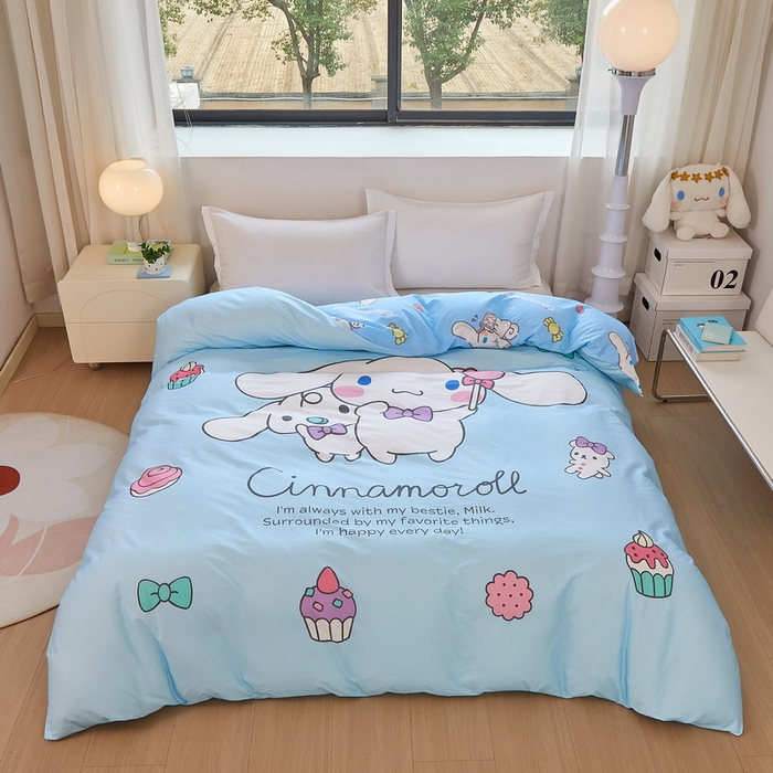 91家纺网 家纺一手货源 找家纺 蘭菲家纺 2026新款全棉三丽欧印花卡通单品被套 逛街狗