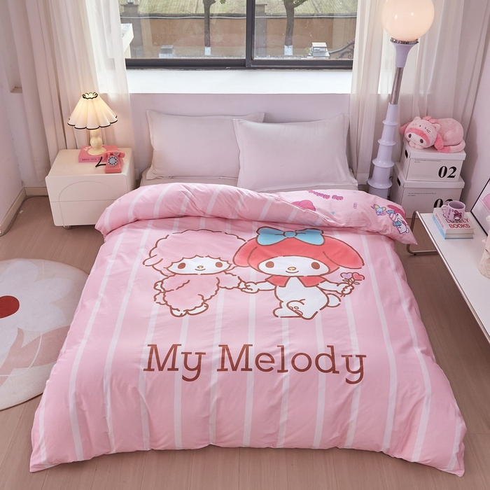 91家纺网 家纺一手货源 找家纺 蘭菲家纺 2026新款全棉三丽欧印花卡通单品被套 美乐必爱