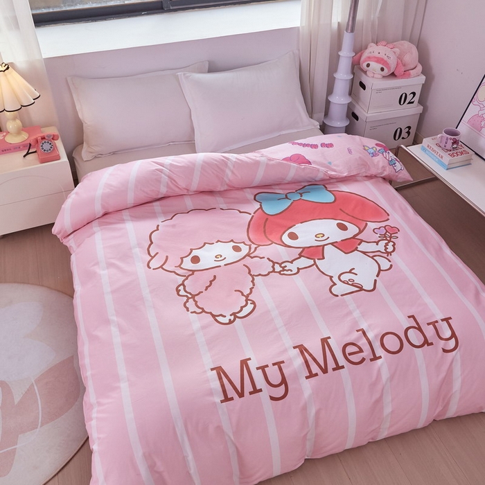 91家纺网 家纺一手货源 找家纺 蘭菲家纺 2026新款全棉三丽欧印花卡通单品被套 美乐必爱