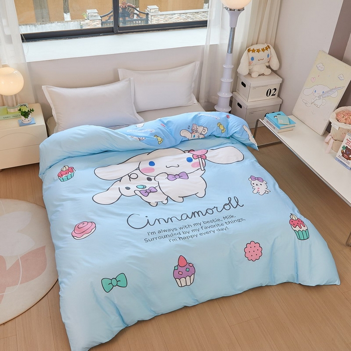 91家纺网 家纺一手货源 找家纺 蘭菲家纺 2026新款全棉三丽欧印花卡通单品被套 逛街狗