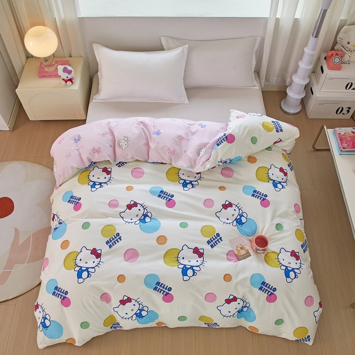 蘭菲家纺 2026新款全棉三丽欧印花卡通单品被套 波点KT