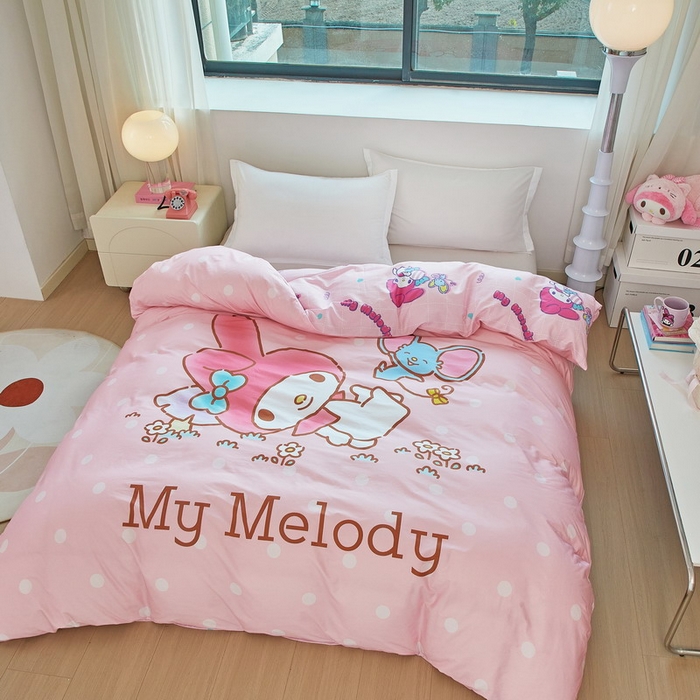 91家纺网 家纺一手货源 找家纺 蘭菲家纺 2026新款全棉三丽欧印花卡通单品被套 轻松美乐蒂