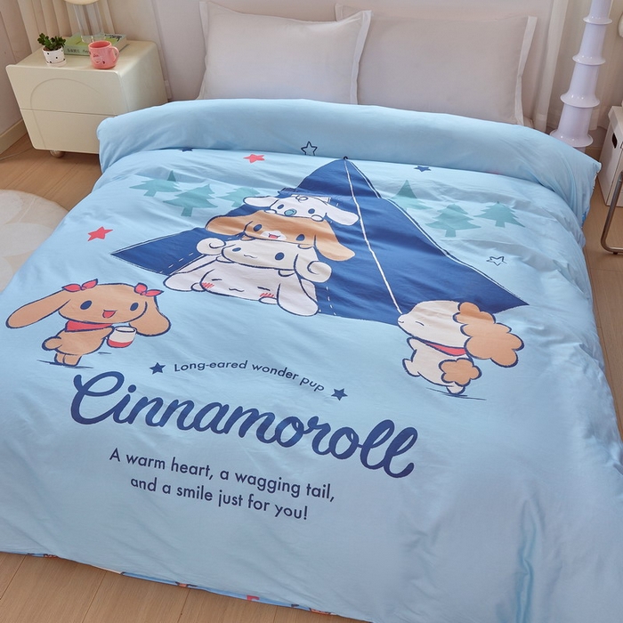 91家纺网 家纺一手货源 找家纺 蘭菲家纺 2026新款全棉三丽欧印花卡通单品被套 露营快乐