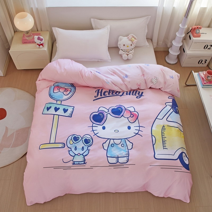 蘭菲家纺 2026新款全棉三丽欧印花卡通单品被套 车站KT