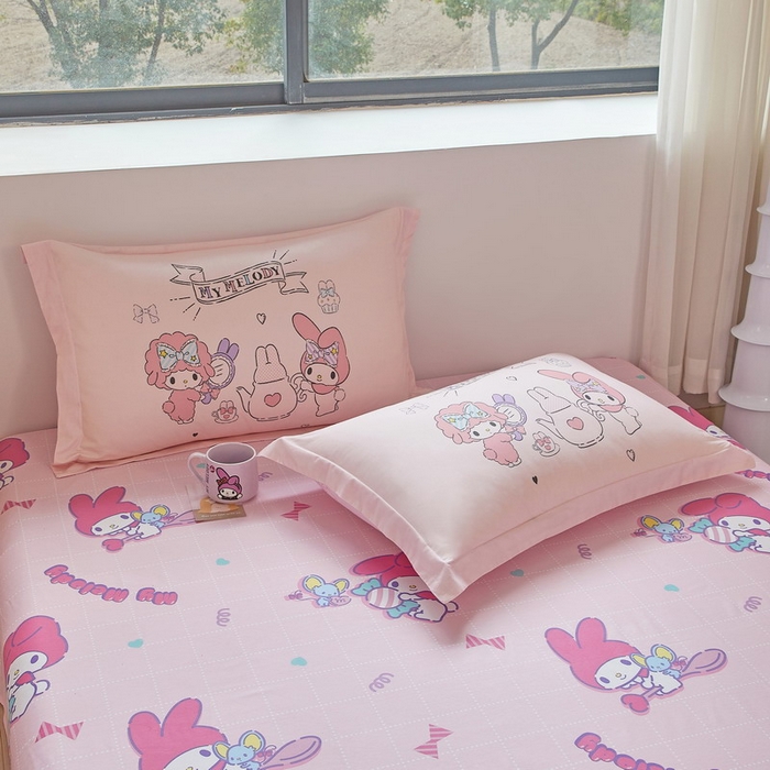 91家纺网 家纺一手货源 找家纺 蘭菲家纺 2026新款全棉三丽欧印花卡通四件套 必爱乐奶茶