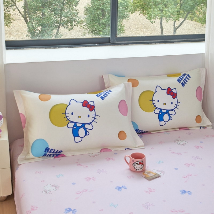 91家纺网 家纺一手货源 找家纺 蘭菲家纺 2026新款全棉三丽欧印花卡通四件套 波点KT