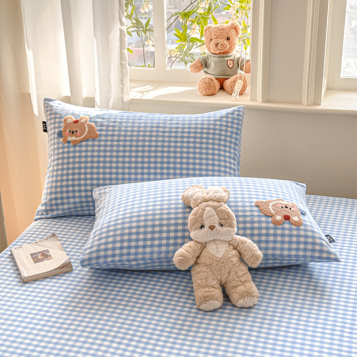 91家纺网 家纺一手货源 找家纺 乐美家纺 2026新款全棉纯棉水洗棉毛巾绣单品床笠单件床笠 蛋糕兔