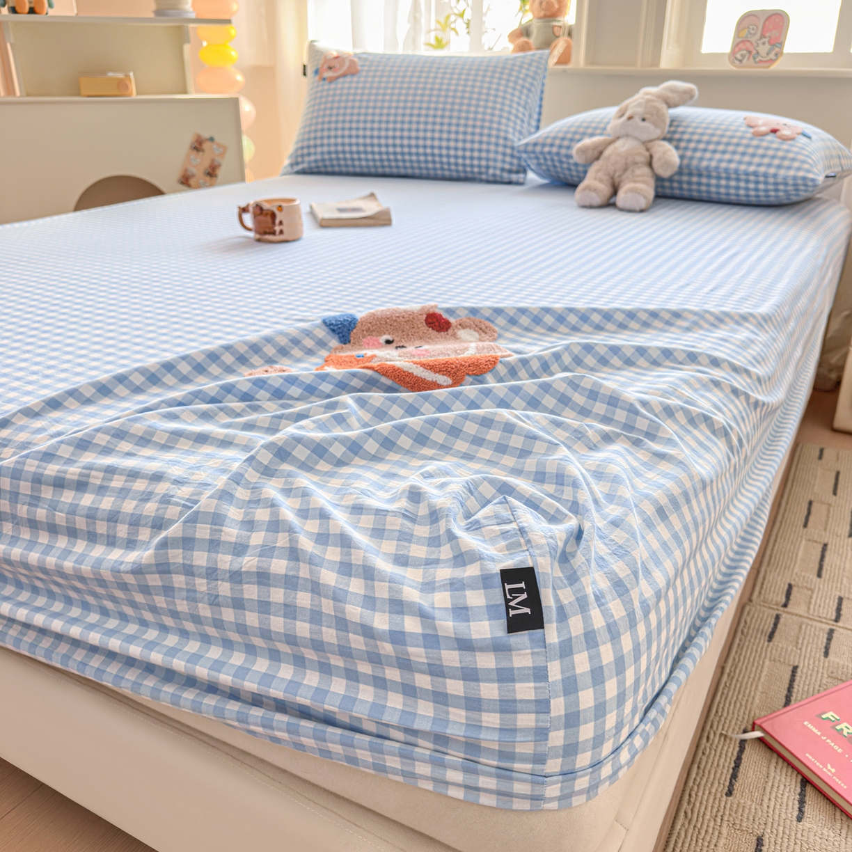 91家纺网 家纺一手货源 找家纺 乐美家纺 2026新款全棉纯棉水洗棉毛巾绣单品床笠单件床笠 蛋糕兔