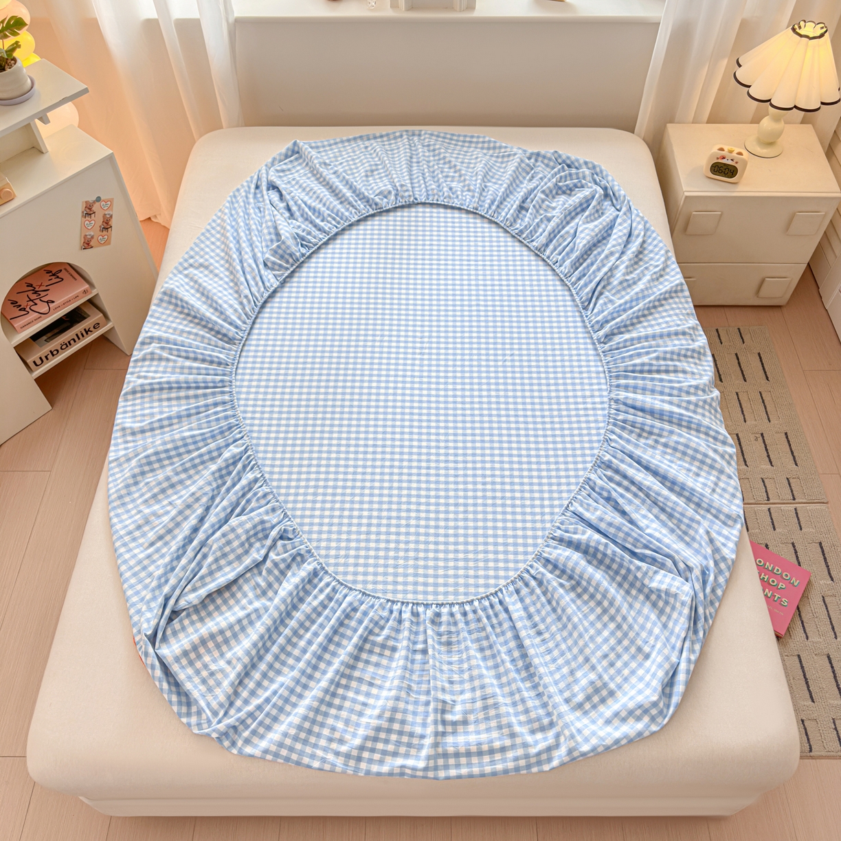 91家纺网 家纺一手货源 找家纺 乐美家纺 2026新款全棉纯棉水洗棉毛巾绣单品床笠单件床笠 蛋糕兔