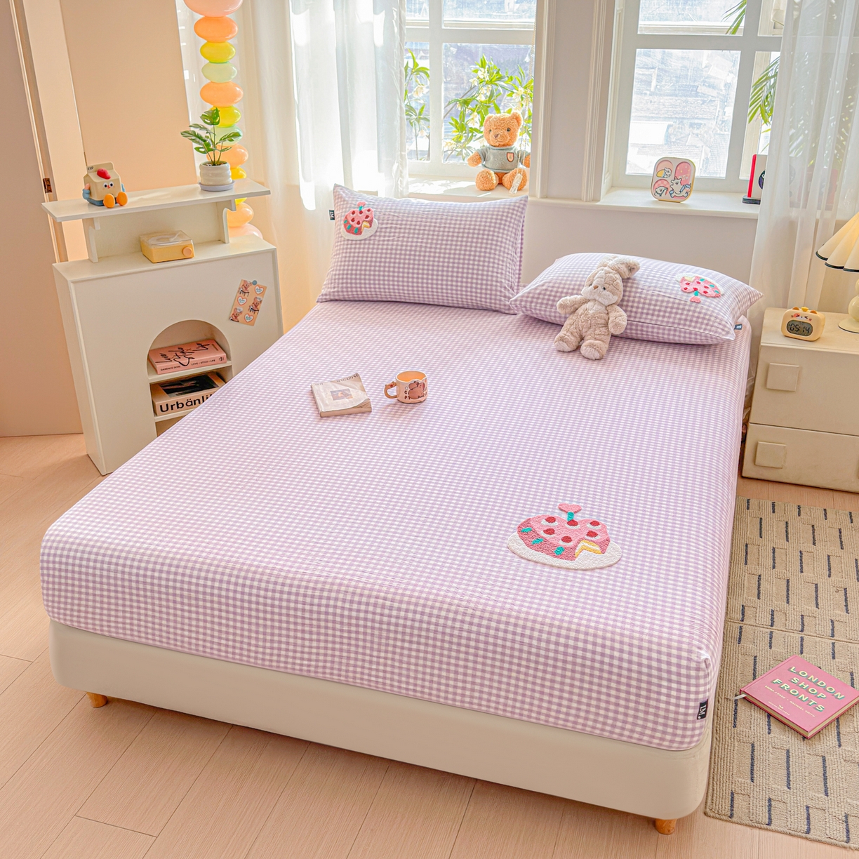 91家纺网 家纺一手货源 找家纺 乐美家纺 2026新款全棉纯棉水洗棉毛巾绣单品床笠单件床笠 草莓蛋糕