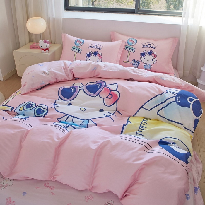 91家纺网 家纺一手货源 找家纺 蘭菲家纺 2026新款全棉三丽欧印花卡通四件套 车站KT