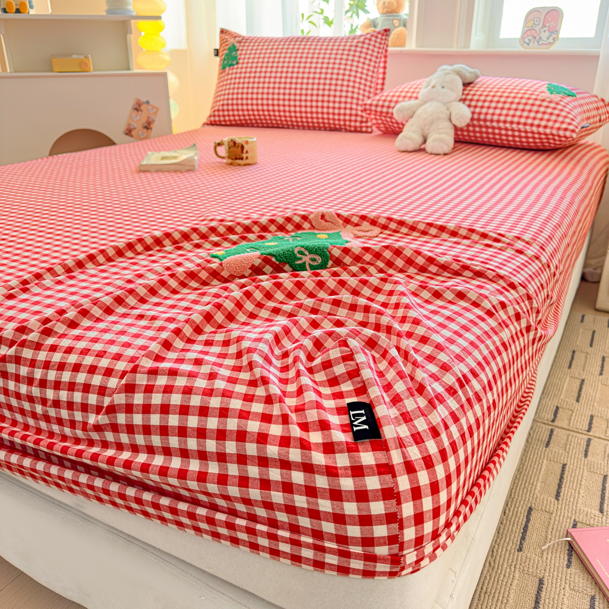 91家纺网 家纺一手货源 找家纺 乐美家纺 2026新款全棉纯棉水洗棉毛巾绣单品床笠单件床笠 圣诞树