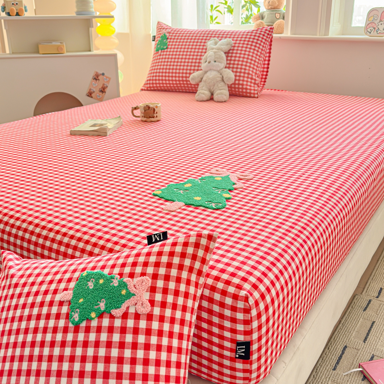 91家纺网 家纺一手货源 找家纺 乐美家纺 2026新款全棉纯棉水洗棉毛巾绣单品床笠单件床笠 圣诞树