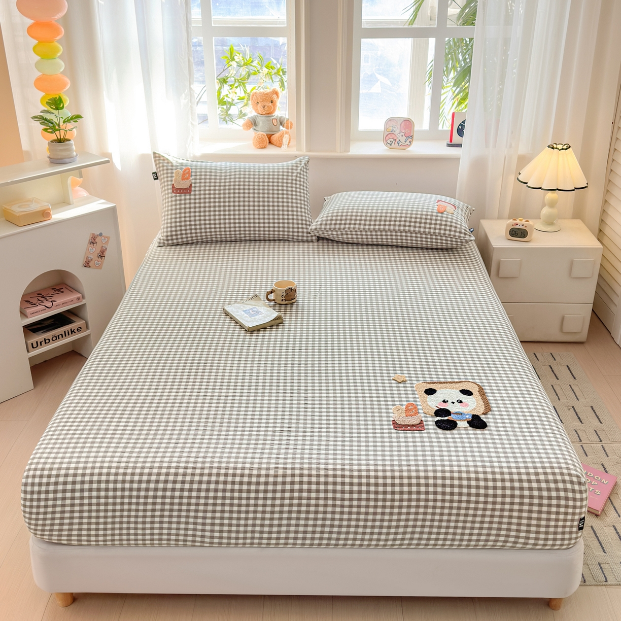 91家纺网 家纺一手货源 找家纺 乐美家纺 2026新款全棉纯棉水洗棉毛巾绣单品床笠单件床笠 吐司熊猫