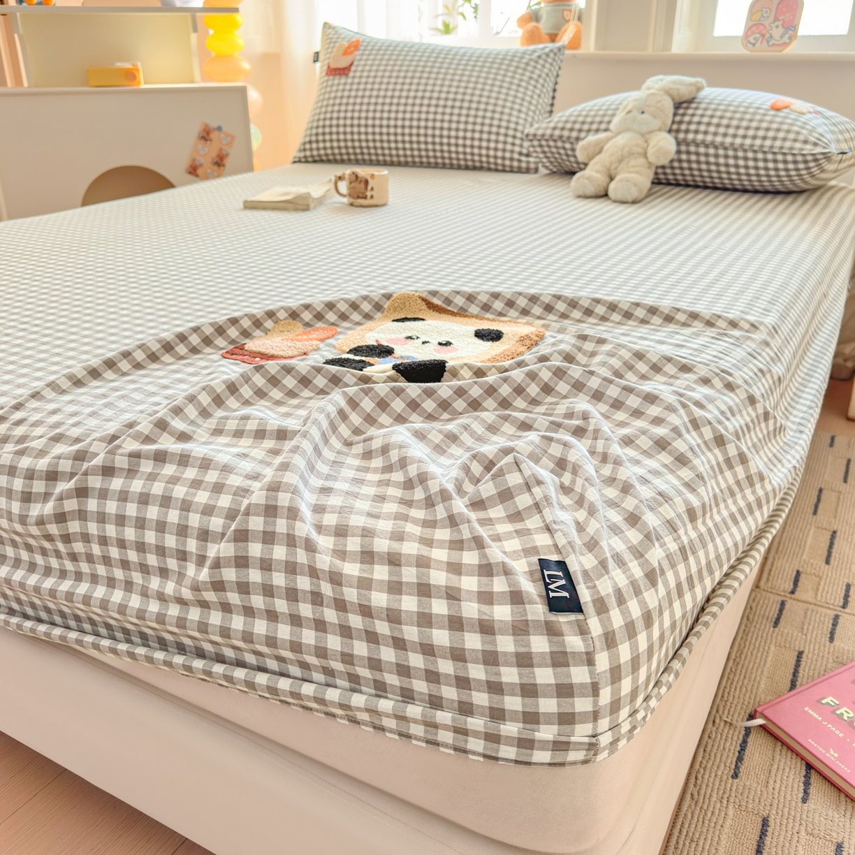 91家纺网 家纺一手货源 找家纺 乐美家纺 2026新款全棉纯棉水洗棉毛巾绣单品床笠单件床笠 吐司熊猫