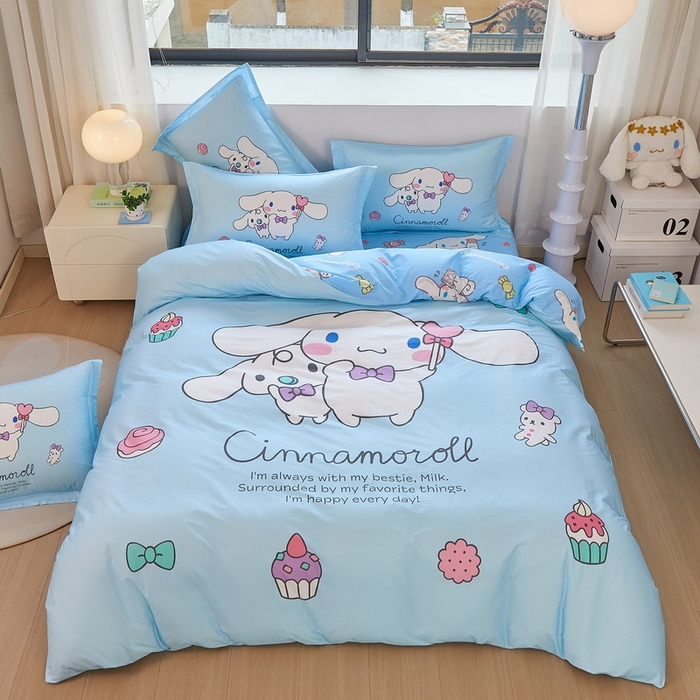 蘭菲家纺 2026新款全棉三丽欧印花卡通四件套 逛街狗