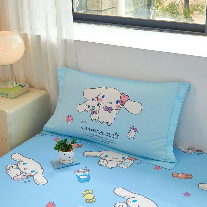 91家纺网 家纺一手货源 找家纺 蘭菲家纺 2026新款全棉三丽欧印花卡通四件套 逛街狗