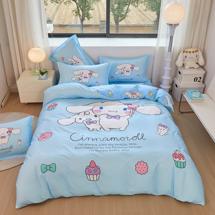 91家纺网 家纺一手货源 找家纺 蘭菲家纺 2026新款全棉三丽欧印花卡通四件套 逛街狗