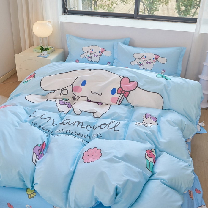 91家纺网 家纺一手货源 找家纺 蘭菲家纺 2026新款全棉三丽欧印花卡通四件套 逛街狗