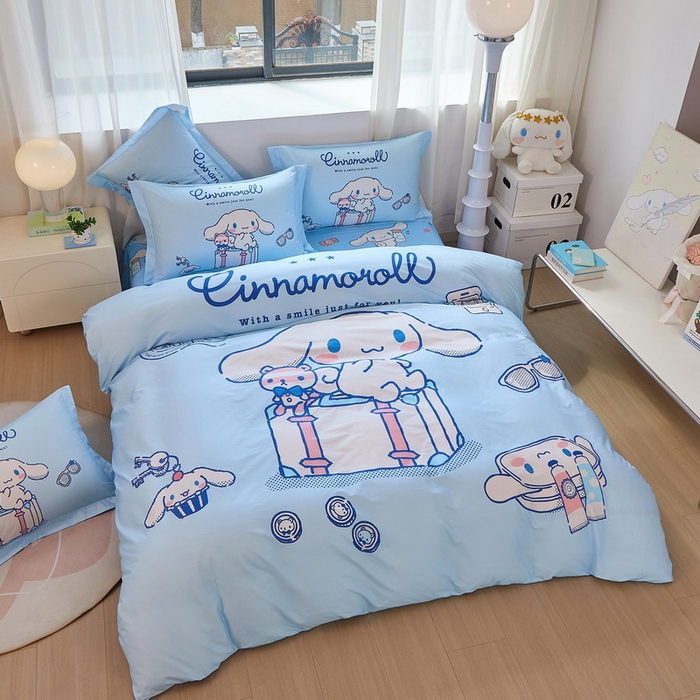 91家纺网 家纺一手货源 找家纺 蘭菲家纺 2026新款全棉三丽欧印花卡通四件套 精致狗狗