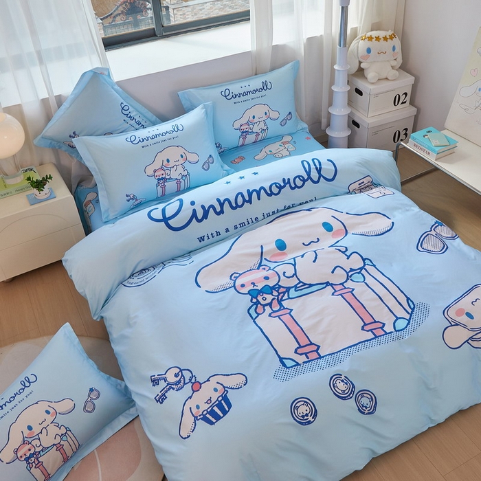 91家纺网 家纺一手货源 找家纺 蘭菲家纺 2026新款全棉三丽欧印花卡通四件套 精致狗狗