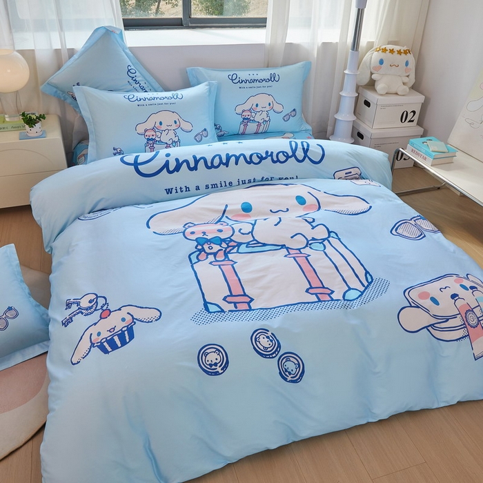 91家纺网 家纺一手货源 找家纺 蘭菲家纺 2026新款全棉三丽欧印花卡通四件套 精致狗狗