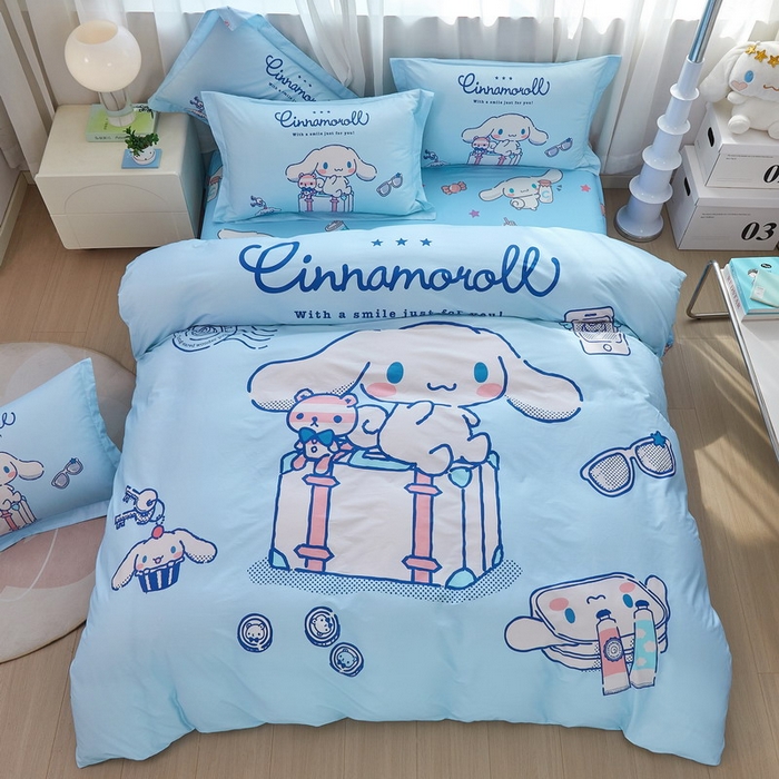 91家纺网 家纺一手货源 找家纺 蘭菲家纺 2026新款全棉三丽欧印花卡通四件套 精致狗狗