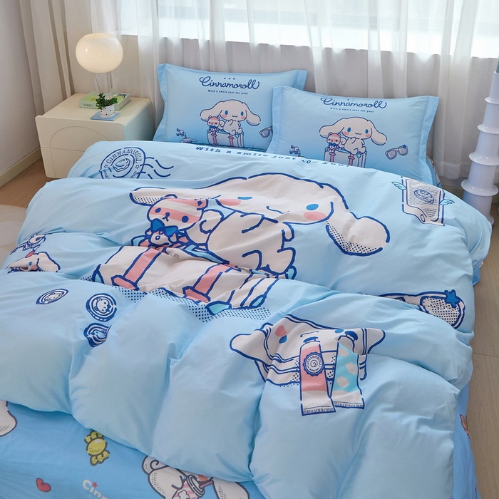 91家纺网 家纺一手货源 找家纺 蘭菲家纺 2026新款全棉三丽欧印花卡通四件套 精致狗狗