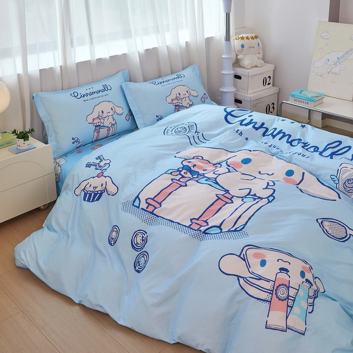 91家纺网 家纺一手货源 找家纺 蘭菲家纺 2026新款全棉三丽欧印花卡通四件套 精致狗狗