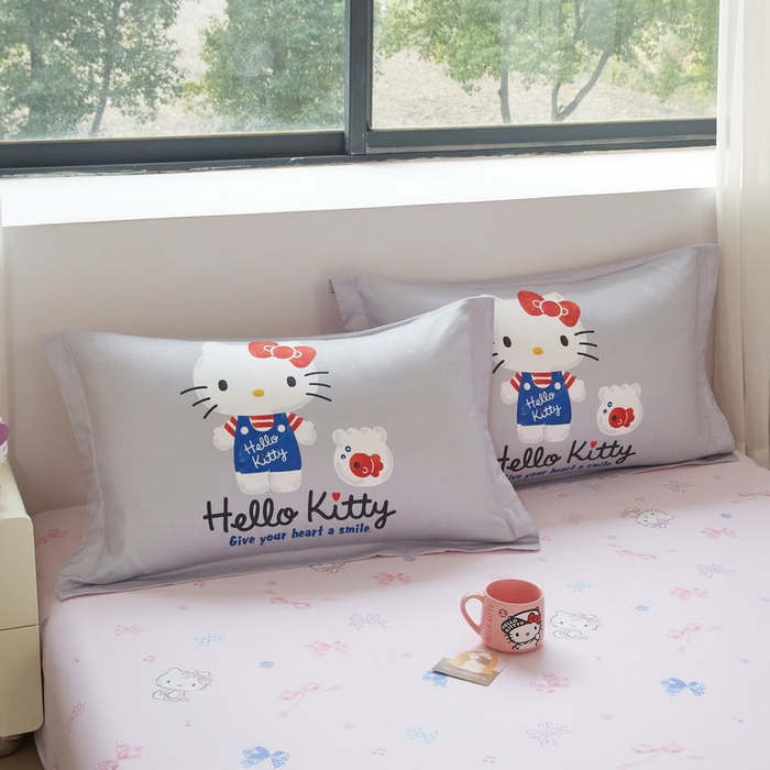 91家纺网 家纺一手货源 找家纺 蘭菲家纺 2026新款全棉三丽欧印花卡通四件套 可爱KT灰