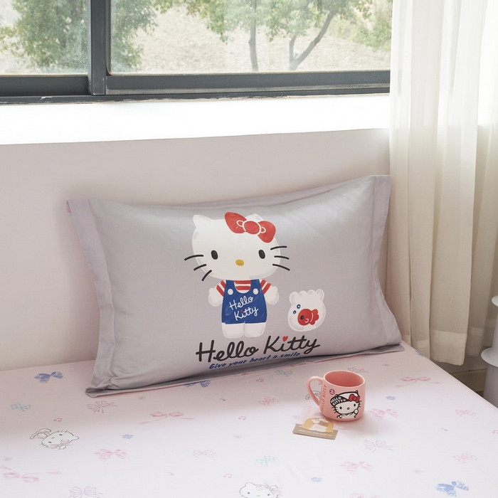 91家纺网 家纺一手货源 找家纺 蘭菲家纺 2026新款全棉三丽欧印花卡通四件套 可爱KT灰