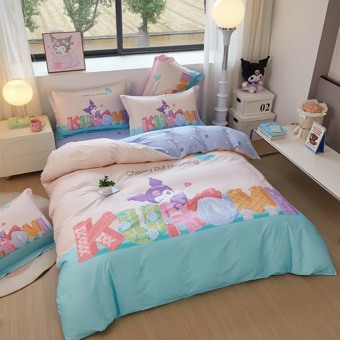 91家纺网 家纺一手货源 找家纺 蘭菲家纺 2026新款全棉三丽欧印花卡通四件套 快乐小库