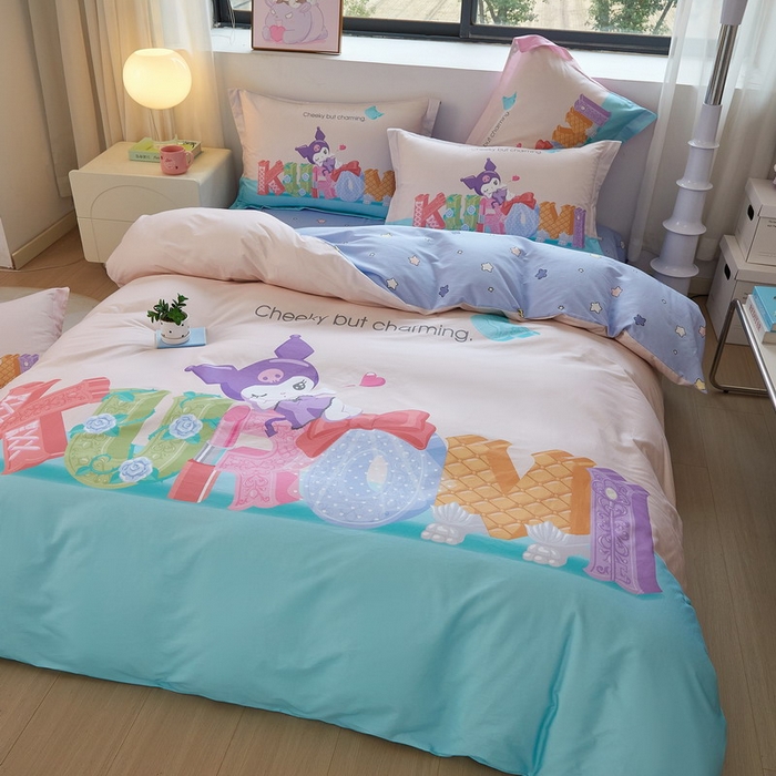 91家纺网 家纺一手货源 找家纺 蘭菲家纺 2026新款全棉三丽欧印花卡通四件套 快乐小库