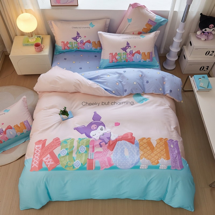 91家纺网 家纺一手货源 找家纺 蘭菲家纺 2026新款全棉三丽欧印花卡通四件套 快乐小库