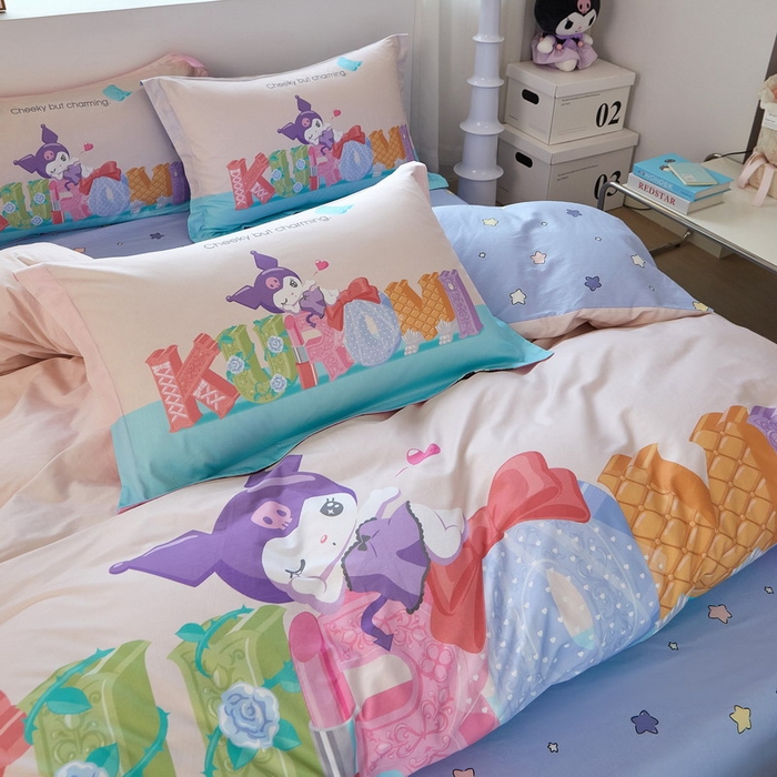 91家纺网 家纺一手货源 找家纺 蘭菲家纺 2026新款全棉三丽欧印花卡通四件套 快乐小库