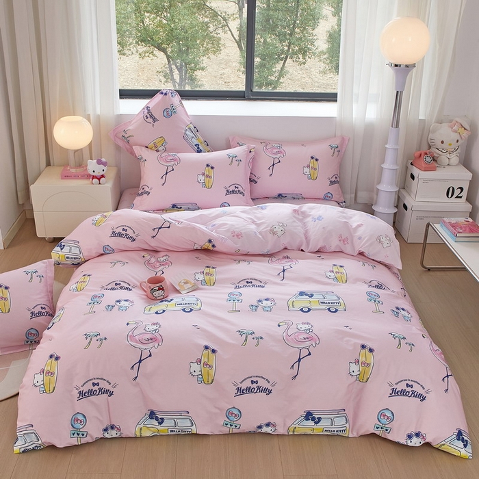 蘭菲家纺 2026新款全棉三丽欧印花卡通四件套 快乐休假