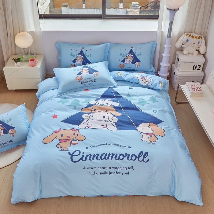 蘭菲家纺 2026新款全棉三丽欧印花卡通四件套 露营快乐