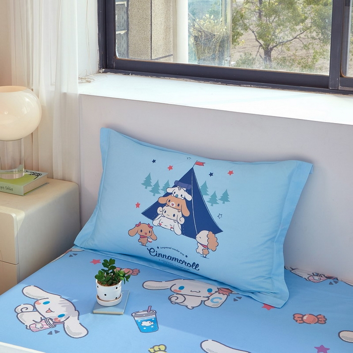 91家纺网 家纺一手货源 找家纺 蘭菲家纺 2026新款全棉三丽欧印花卡通四件套 露营快乐